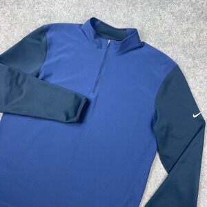 Nike Golf Jacket Mens Large Blue 1/2 Zip Cover‎ Up Dri Fit Mock Neck Pullover